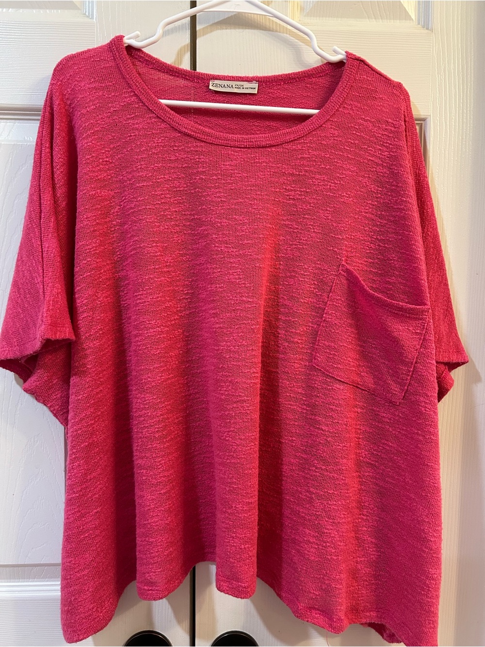 Zenana Outfitters Women's Pink Short Sleeve Pocket Top size 2x/3x